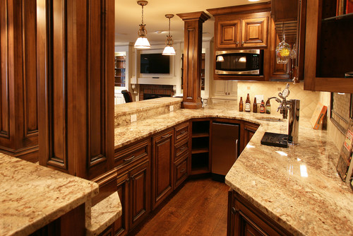 River Gold Granite Kitchen Countertops Design Ideas